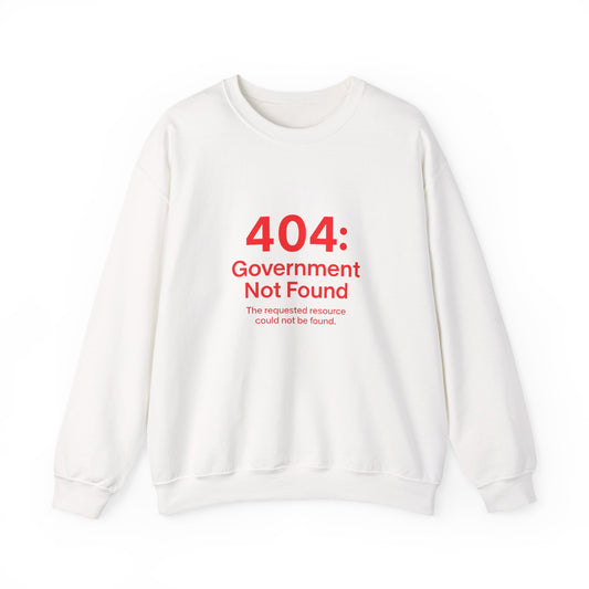 404 Error Crewneck Sweatshirt, White, Black and Navy