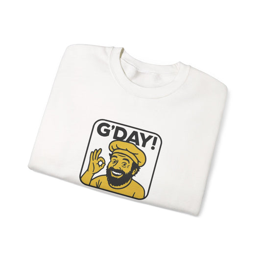 G'Day Where's The Cheese? Unisex Crewneck- White
