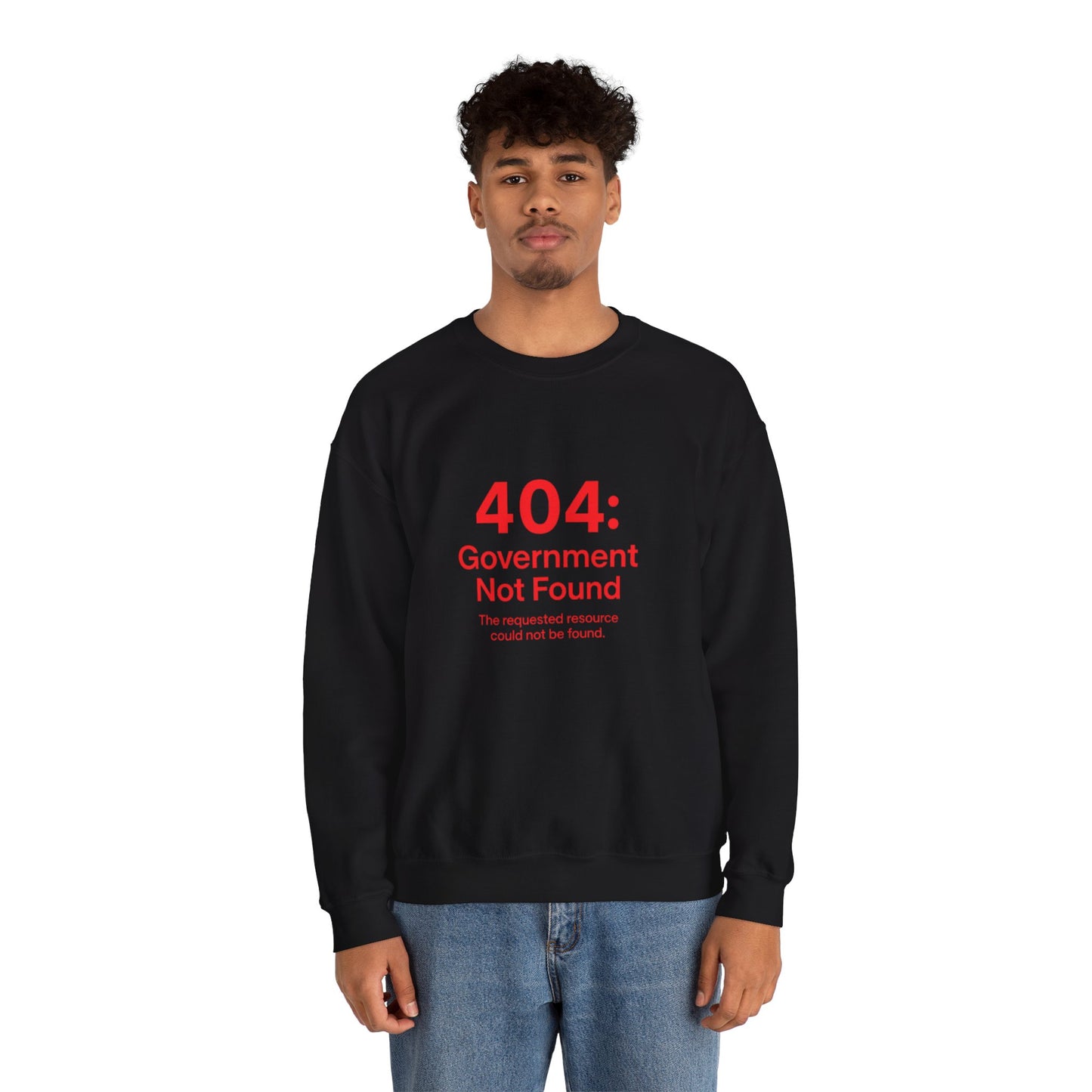 404 Error Crewneck Sweatshirt, White, Black and Navy