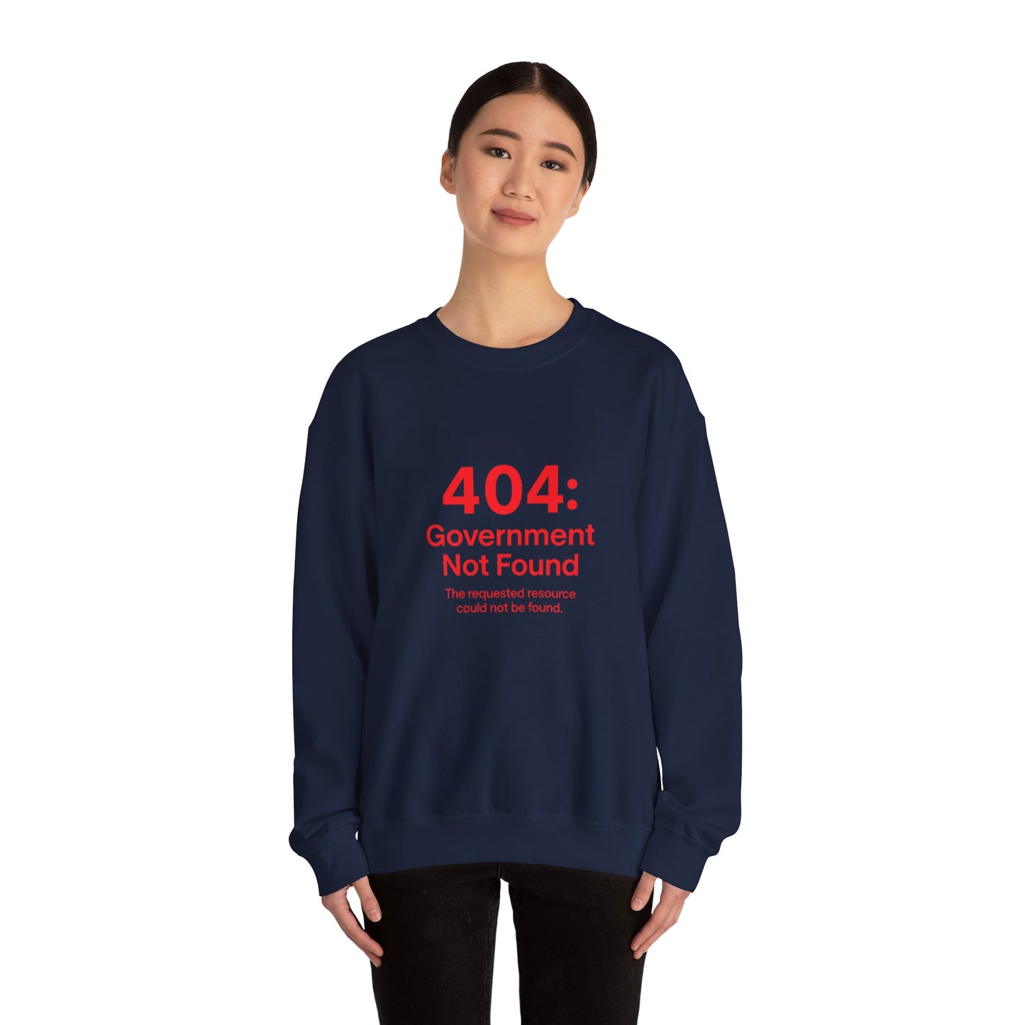 404 Error Crewneck Sweatshirt, White, Black and Navy