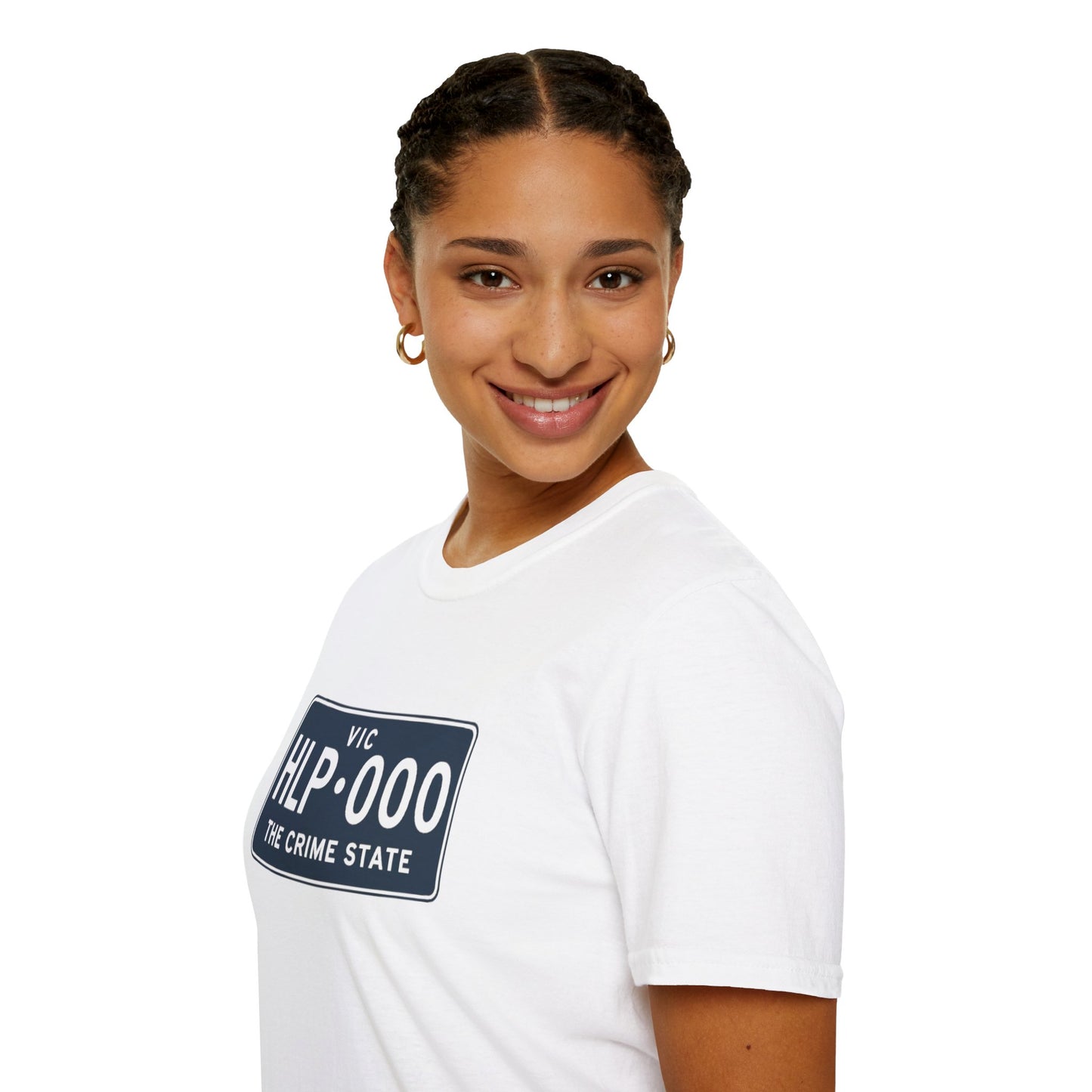 Vic Number Plate Tee, HELP!!!! Unisex- White and Grey