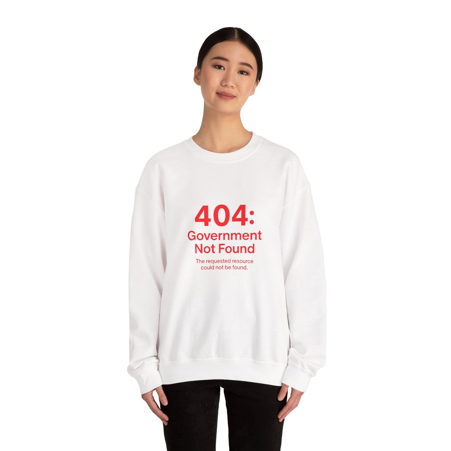 404 Error Crewneck Sweatshirt, White, Black and Navy
