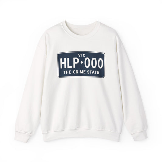 Vic Crime State Unisex Crewneck Sweatshirt- White