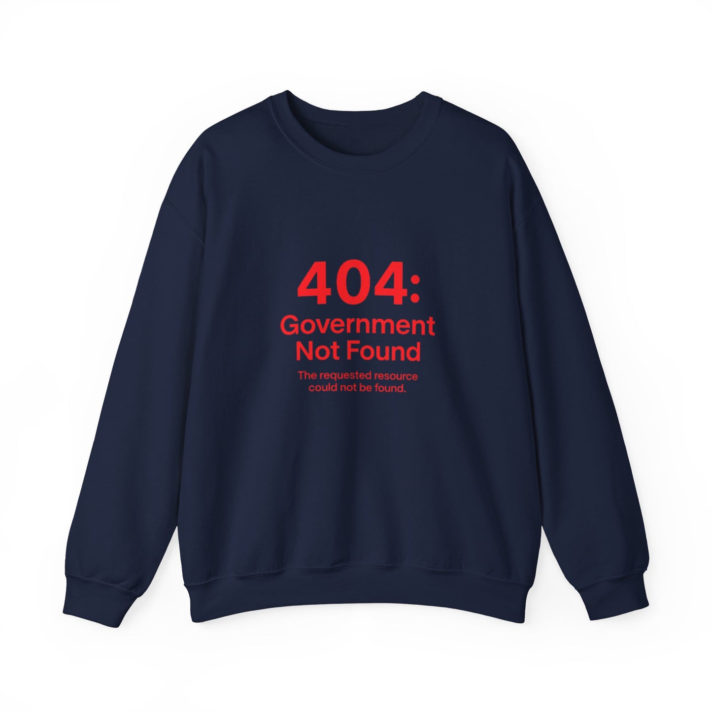 404 Error Crewneck Sweatshirt, White, Black and Navy
